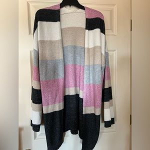 Multi color, long cardigan sweater